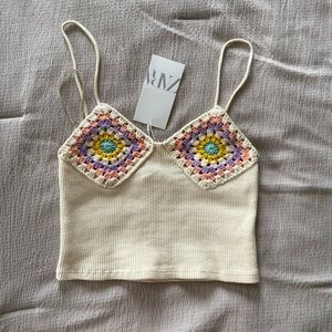 NWT Cropped Crochet Zara Tank